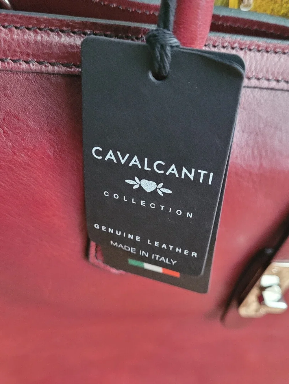 CAVALCANTI ITALIAN DESIGNER WINE BURGUNDY LEATHER SATCHEL SHOULDER TOTE BAG NWT